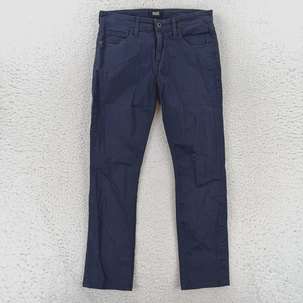 Paige Lennox Jeans Mens 30x28 Navy Slim Tapered Stretch Denim Pants USA MADE